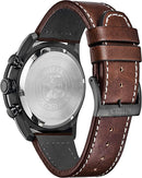Citizen Eco-Drive Avion Chronograph Men's Watch, Stainless Steel with Leather strap, Weekender, Brown (Model: CA4215-47E)
