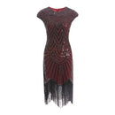 Vintage 1920s Flapper Great Gatsby Dress O-Neck Cap Sleeve Sequin Fringe Party Midi Dress Vestidos Verano Summer Dress