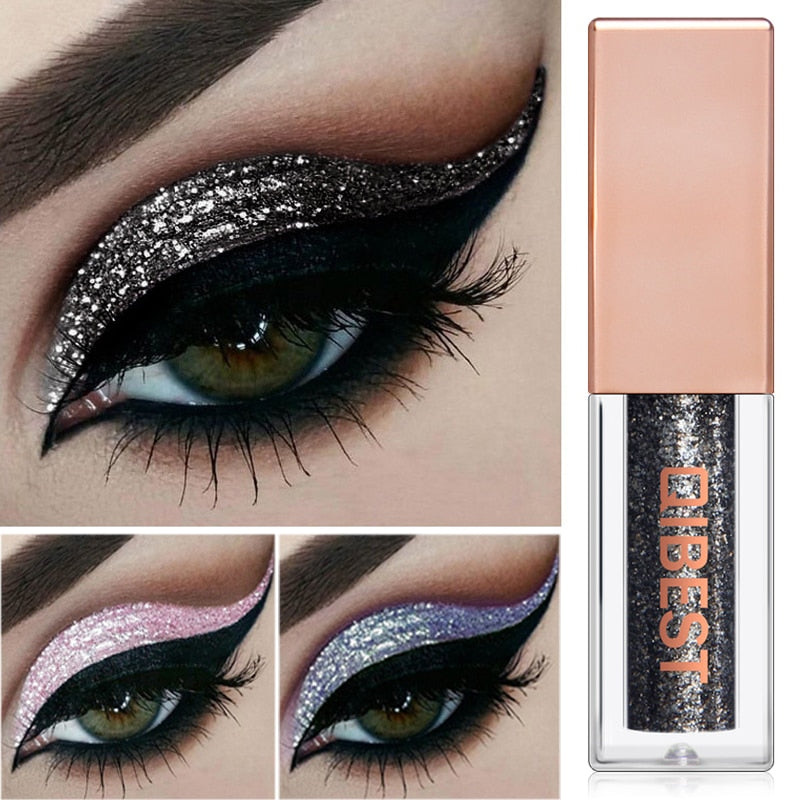 Black Glitter Eyeshadow Shimmer Eye Pigment Nude Makeup Waterproof Festival Eyes Metallic Smokey Eye Shadow Liquid Cosmetics