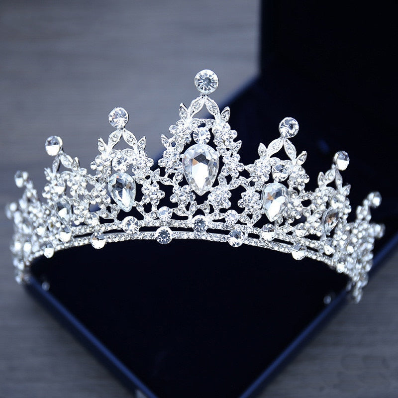 Wedding Hair Tiara Crystal Bridal Tiara Crown Silver Color Diadem Veil  Tiaras Wedding Hair Accessories Headpieces Head Jewelry