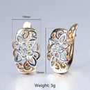 New Vintage Cut Out Flower Square Drop Earrings Natural Cubic Zircon Stone for Women 585 Rose White Gold Color Stud Earring