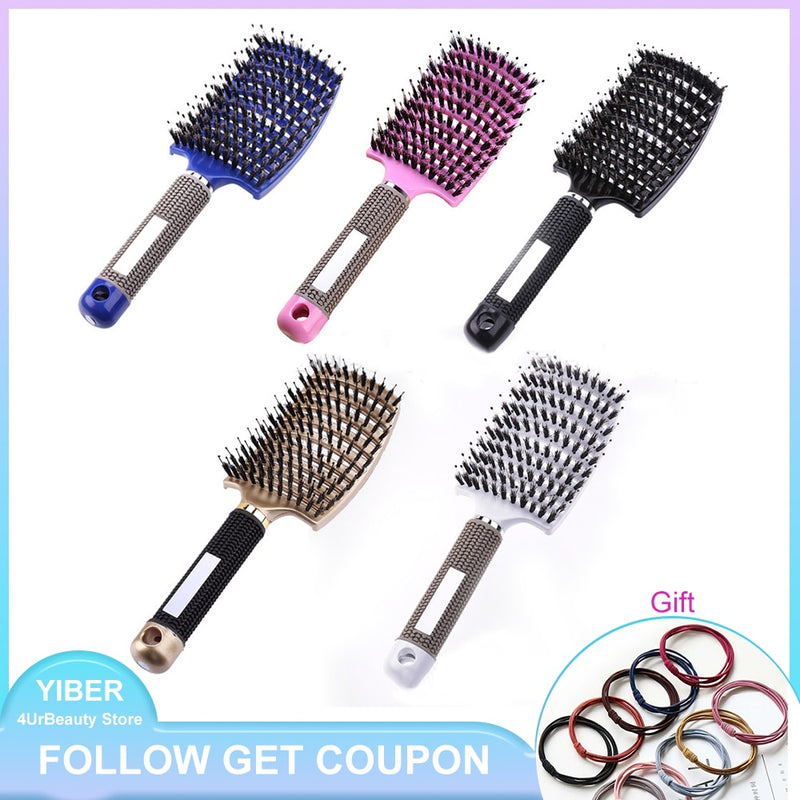 Hair Scalp Massage Comb Bristle Nylon Hairbrush Detangle Women Wet Curly Hair Comb Professional Massage Comb Brush for Salon