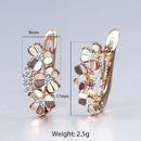 New Vintage Cut Out Flower Square Drop Earrings Natural Cubic Zircon Stone for Women 585 Rose White Gold Color Stud Earring