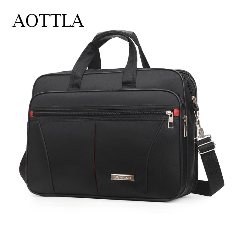 AOTTLA Handbag For Male 17.5 Inch Big Capacity Laptop Bag Nylon Good Quality Men Shoulder Bag Classic Pure Color Men's Briefcase