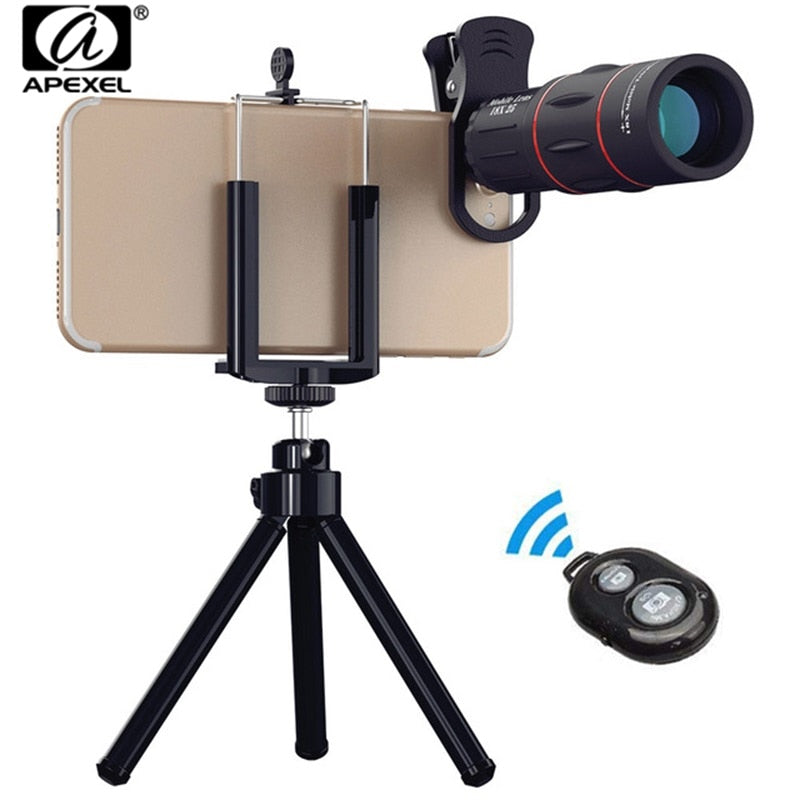 APEXEL 18X Telescope Zoom lens Monocular Mobile Phone camera Lens for iPhone Samsung Smartphones.