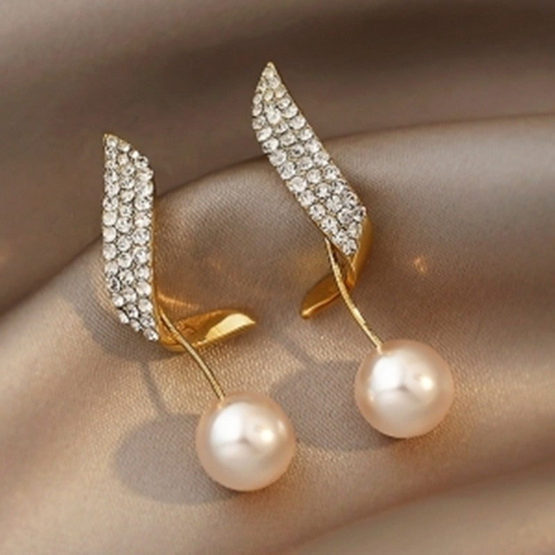 Luxury Long Pearl Earrings For Women New Jewelry Korean Style Temperament Geometric Drop Earings Jewelry Wholesale