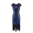 Vintage 1920s Flapper Great Gatsby Dress O-Neck Cap Sleeve Sequin Fringe Party Midi Dress Vestidos Verano Summer Dress
