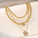 ZOVOLI Punk Gold Color Portrait Coin Pendant Necklace For Women Cuban Multilayered Chunky Thick Chain Necklaces Gothtic Jewelry