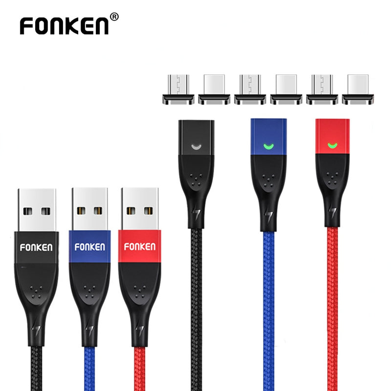 FONKEN Magnetic Charging Cable USB Type C Magnetic Phone Charger Cable For Iphone 12 Magnet Cable Micro USB Android Charge Cord