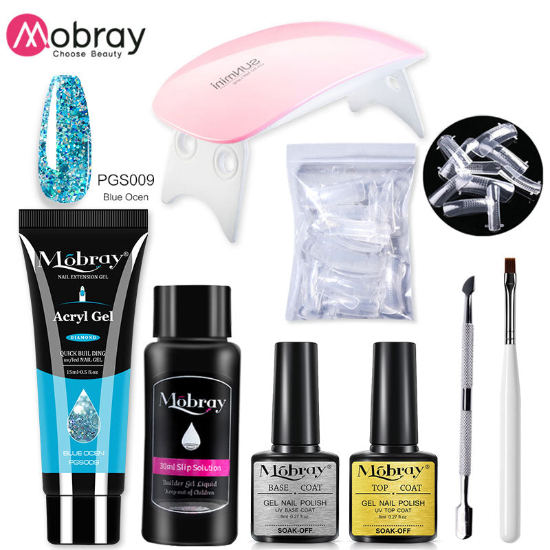Mobray UV Poly Nail Gel Extension Nail Kit All For Manicure Set Acrylic Solution UV/LED Building Gel Polish For Nail Art Design