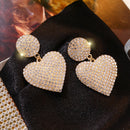 Quality Exaggerated Fashion Earrings for Women Luxury Full Rhinestone Heart Hanging Wedding Earrings Jewelry