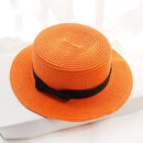 Simple hat ladies casual panama hat ladies brand ladies flat brim bowknot straw hat girl sun hat  cap