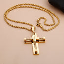 KALEN Hot Stainless Steel Wire Cross Pendant Necklace Men Male Metal Cruz Necklaces Jewelry Accessories