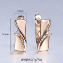 New Vintage Cut Out Flower Square Drop Earrings Natural Cubic Zircon Stone for Women 585 Rose White Gold Color Stud Earring