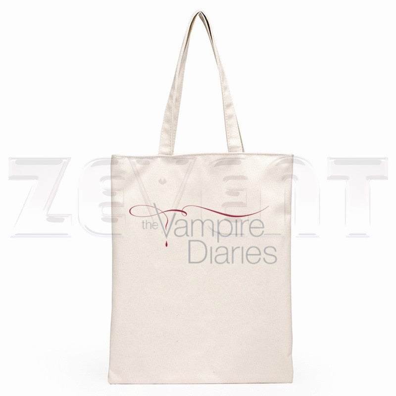 The Vampire Diaries Chronicles Vampiricas Hip Hop HipsterCartoon Print Shopping Bags Girls Fashion Casual Pacakge Hand Bag