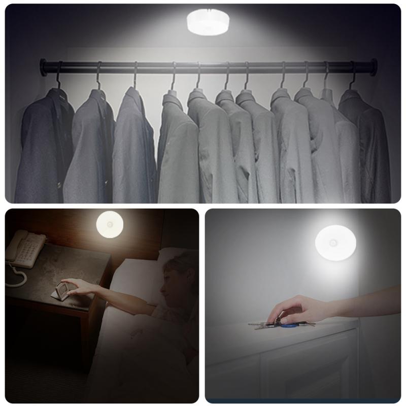 Motion Sensor LED Wireless Night Light Bedroom Lamp USB Rechargeable Energy-saving Automatic Wall-Mounted Body Induction Lamp