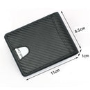 New RFID Blocking Slim Carbon Fiber Leather Wallet With A Clip Men ID Card Holder Front Pocket Bifold Male Metal Clamp For Money