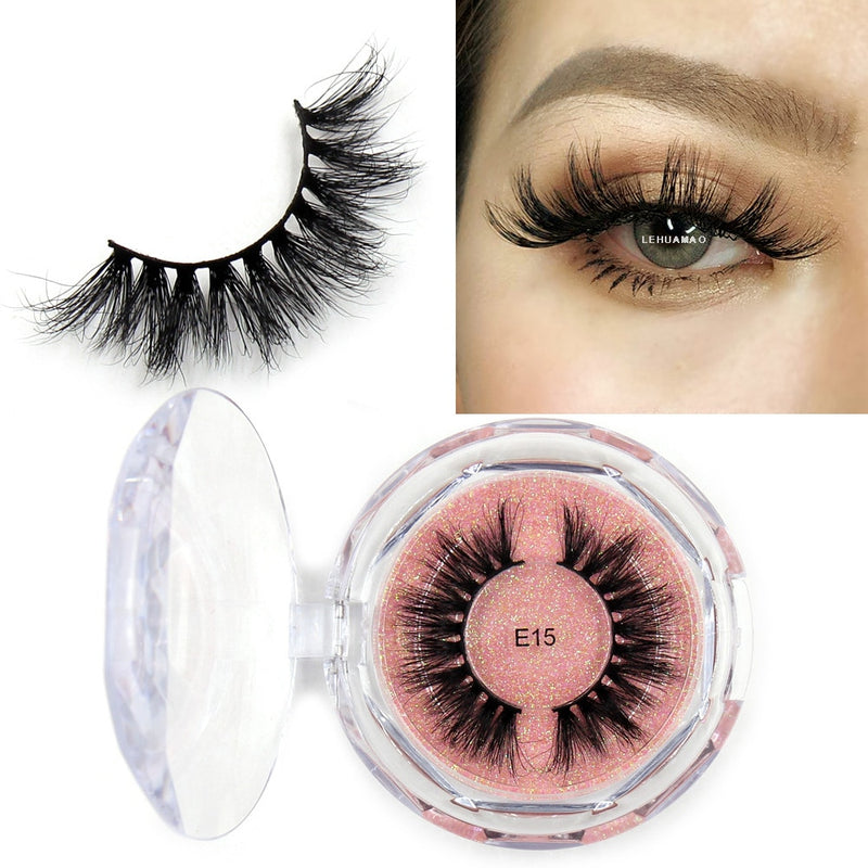 LEHUAMAO Makeup Eyelashes 3D Mink Lashes Thick HandMade Fluffy Lashes Cruelty Free Volume Wispy Soft Lash Reusable False Eyelash