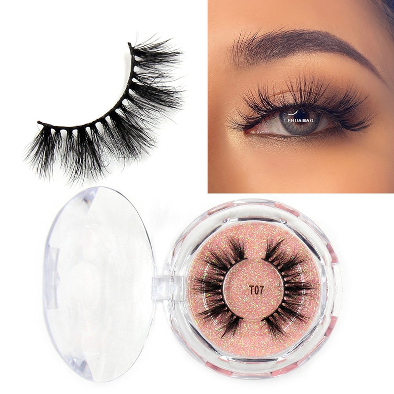 LEHUAMAO Makeup Eyelashes 3D Mink Lashes Thick HandMade Fluffy Lashes Cruelty Free Volume Wispy Soft Lash Reusable False Eyelash