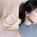 Design Sense Metal Golden Bamboo Shape Big Hoop Earrings For Woman Fashion Korean Jewelry Wedding Party Unusual Earring