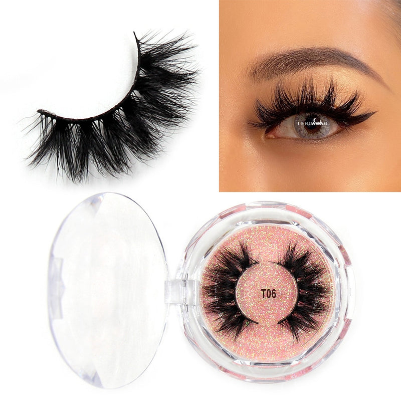 LEHUAMAO Makeup Eyelashes 3D Mink Lashes Thick HandMade Fluffy Lashes Cruelty Free Volume Wispy Soft Lash Reusable False Eyelash