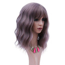 Curly Bob Wig With Bangs Synthetic Red Burgundy Pink Blonde Purple Wig Cosplay Short Bob Natural Wavy Hair Wigs For Women Msholy