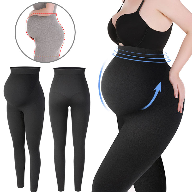 Pregnant Women's High Waist Tummy Support Pants, Casual Elastic