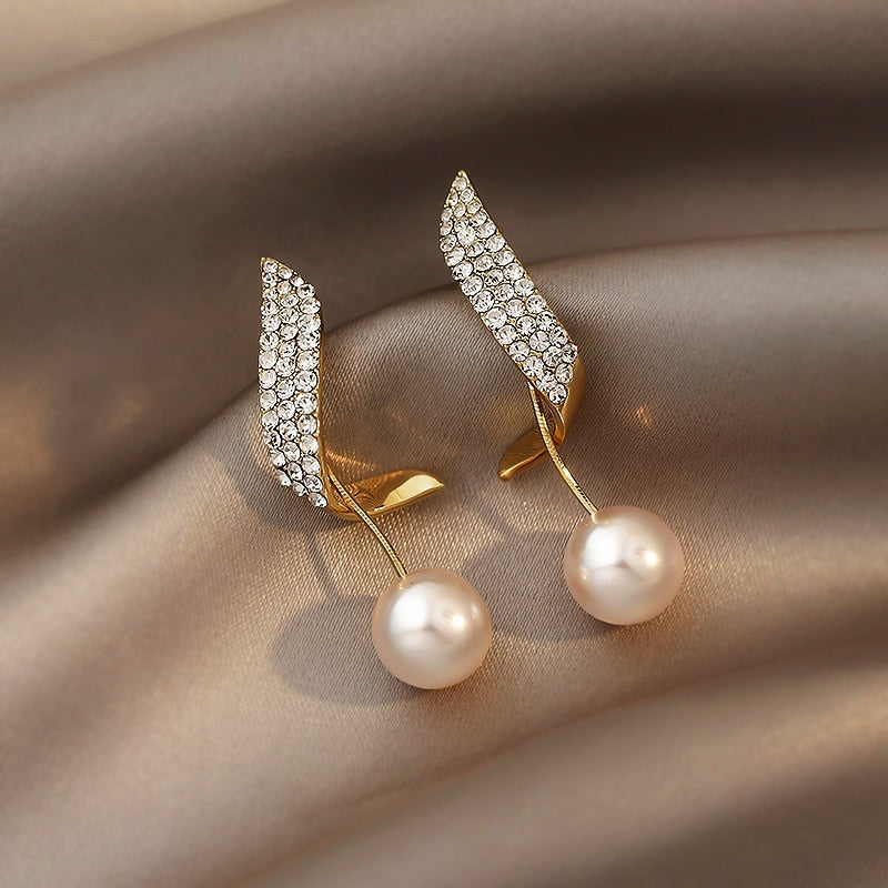 Luxury Long Pearl Earrings For Women New Jewelry Korean Style Temperament Geometric Drop Earings Jewelry Wholesale