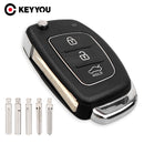 KEYYOU 3 Button Folding Flip Remote Key Shell Car Key Case For Hyundai Solaris Ix35 Ix45 Series Auto Key Blanks Case Fob Uncut
