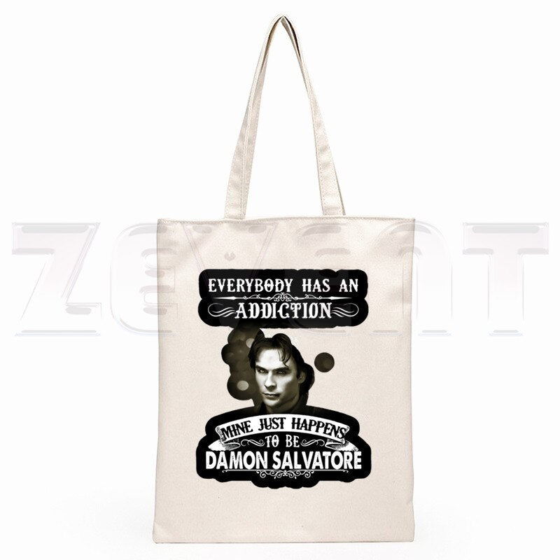 The Vampire Diaries Chronicles Vampiricas Hip Hop HipsterCartoon Print Shopping Bags Girls Fashion Casual Pacakge Hand Bag