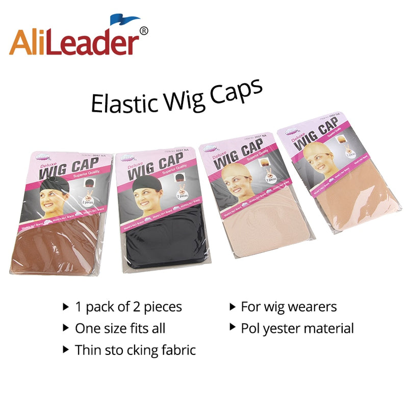 Alileader 2Pcs High Quality Wig Cap Brown Stocking Cap Cosplay Wig Caps Stocking Elastic Liner Mesh For Making Wigs