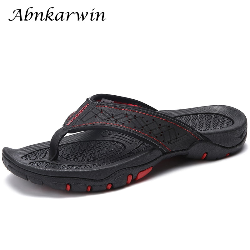 Men's PU Leather Slippers Outdoor Flip Flops Men Slipper Casual Chanclas Hombre Flip Flop News Flat Shoes Flipflops