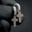 Silver Color Cross Stud Earrings with Bling Zircon Stone for Man Women Hip Hop Fashion Jewelry