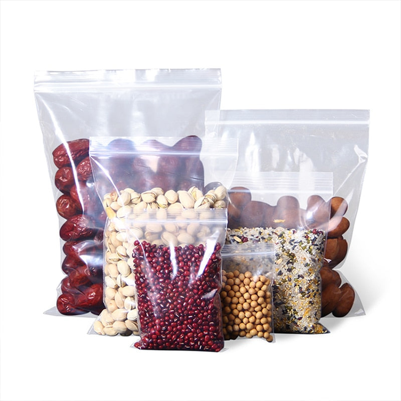 100pcs/pack Thick Clear Zip Lock Bags ziplock Food Package Storage Bag Small Jewelry Plastic Reclosable Poly Zip Bags Heavy-Duty