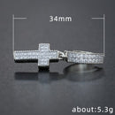 Silver Color Cross Stud Earrings with Bling Zircon Stone for Man Women Hip Hop Fashion Jewelry