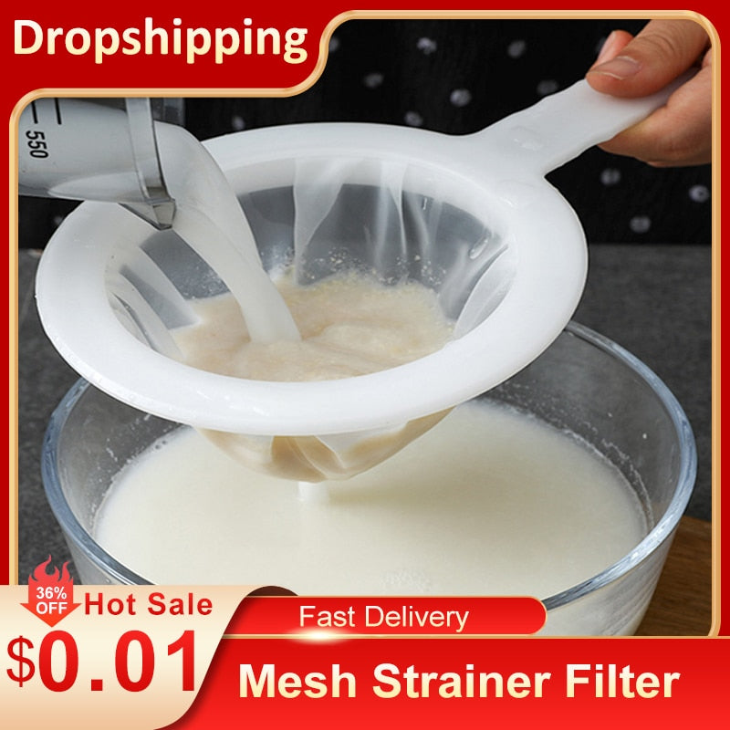 100/200/400 Mesh Kitchen Ultra-fine Mesh Strainer Reusable Nylon Mesh Filter Spoon For Suitable For Soy Milk Coffee Milk Yogurt