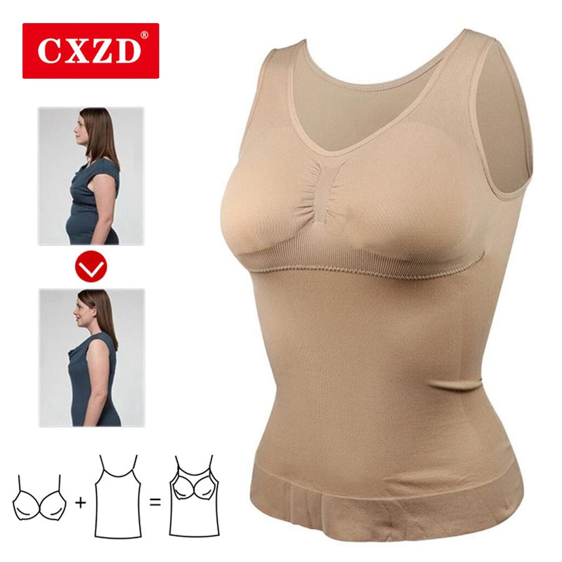 Womens Body Shaper No Bra Shapewear Tank Top Slimmer Camisole Compression  Shirts