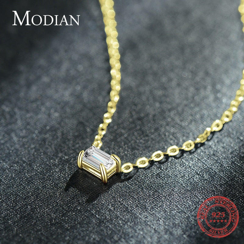 Modian Genuine 925 Sterling Silver Fashion Charm AAA Zirconia Pendant Necklace For Women Silver Female Necklaces Fine Jewelry
