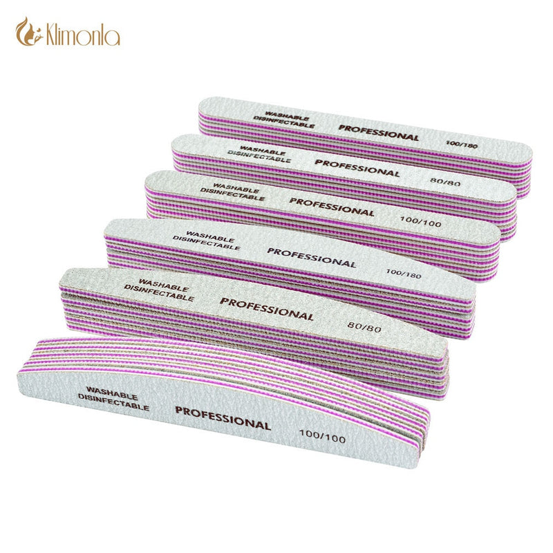 3/5/10Pcs Professional Nail File 80 100 180 Grit Unhas De Gel Nail Files Sandpaper Moon Style Acrylic Nail File Art Tools