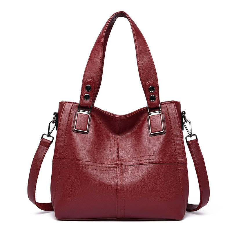 New Luxury Brand Women Leather Handbag Genuine Leather Casual Tote Bags High Quality Soft Sheepskin Female Big Shoulder Bags