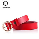 COOLERFIRE Fashion Classic round buckle Ladies wide belt Women's design high quality female casual leather belts for jeans LB007