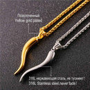U7 Italian Horn Necklace Amulet Gold Color Stainless Steel Pendants & Chain For Men/Women Gift Hot Fashion Jewelry P1029
