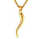 U7 Italian Horn Necklace Amulet Gold Color Stainless Steel Pendants & Chain For Men/Women Gift Hot Fashion Jewelry P1029