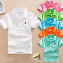 New Boys Short Sleeve Polo Shirt 2-11y Children Lapel Solid Color Clothes Kids Cotton School Uniform Polo Shirts Out