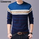 Liseaven Men Sweater O-Neck Casual Striped Sweaters Brand Mens Pullovers