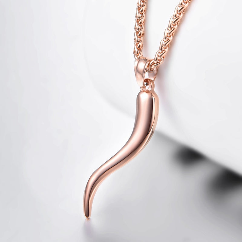 U7 Italian Horn Necklace Amulet Gold Color Stainless Steel Pendants & Chain For Men/Women Gift Hot Fashion Jewelry P1029