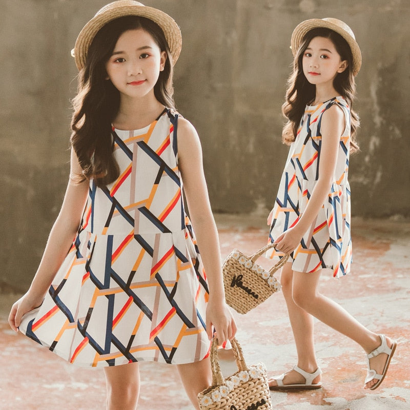 Dresses For Girls Sleeveless Vetement Children Girl Casual Style Child