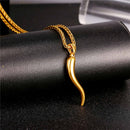 U7 Italian Horn Necklace Amulet Gold Color Stainless Steel Pendants & Chain For Men/Women Gift Hot Fashion Jewelry P1029