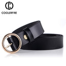 COOLERFIRE Fashion Classic round buckle Ladies wide belt Women's design high quality female casual leather belts for jeans LB007