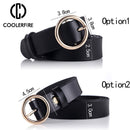 COOLERFIRE Fashion Classic round buckle Ladies wide belt Women's design high quality female casual leather belts for jeans LB007
